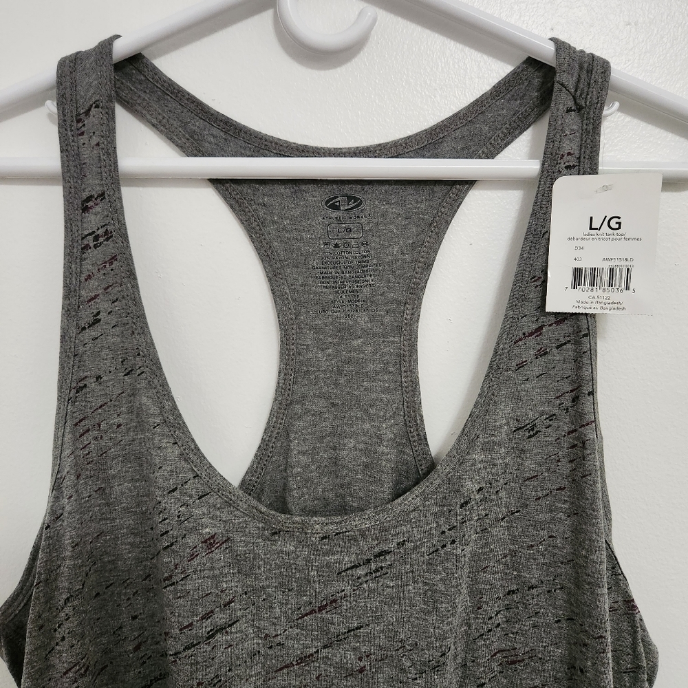Athletic Works • Dri-More Racer Back Tank, Grey w/pattern, size L, NEW - Picture 3 of 5